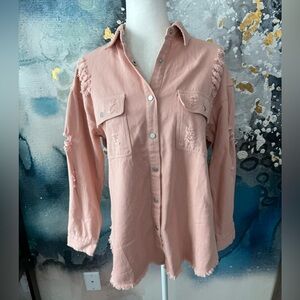 Heyday | Pink Distressed Shacket